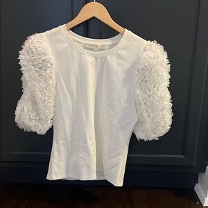 Anthropologie White Puff Sleeve Blouse
